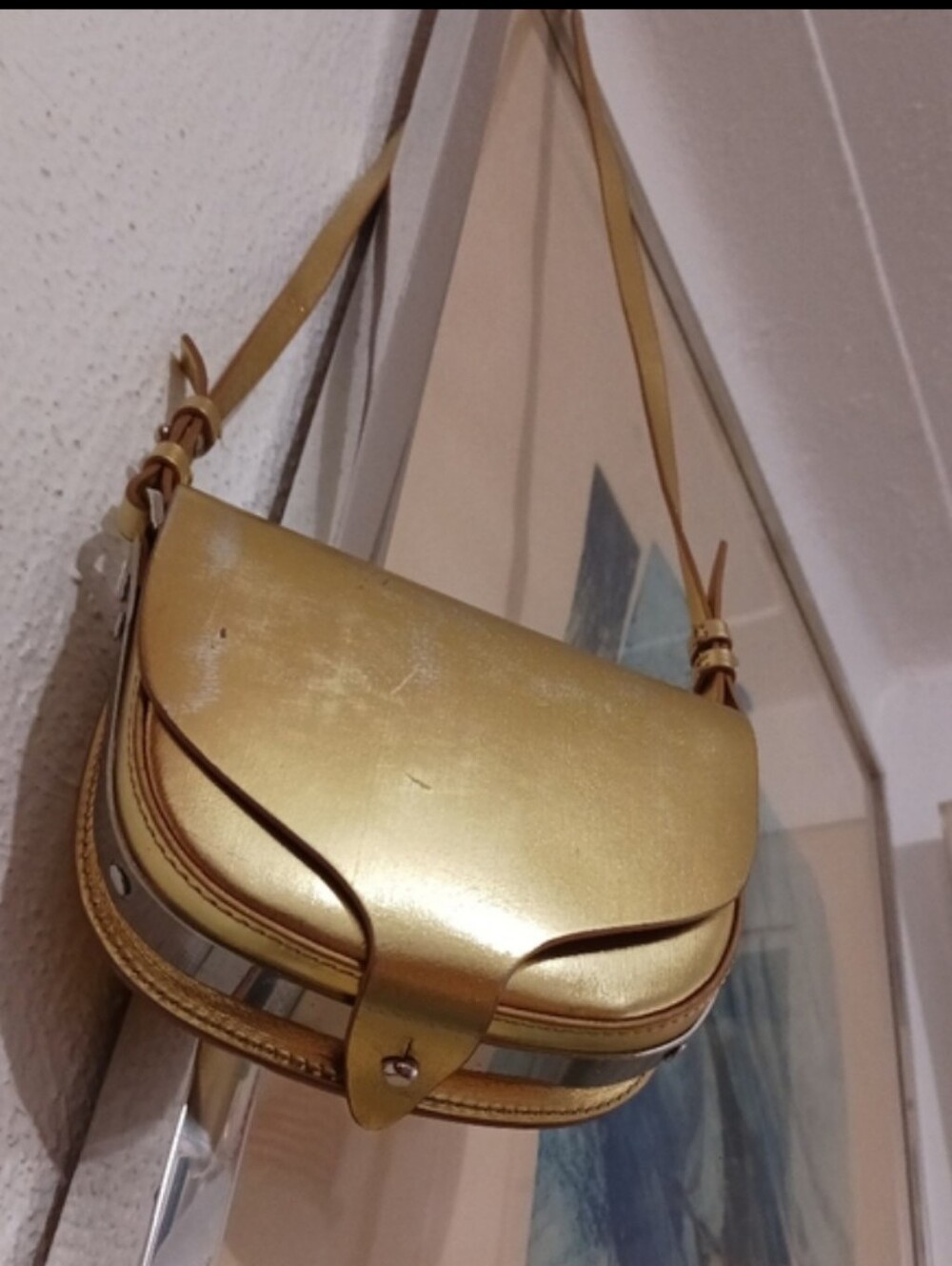 Sophie Hulme Genuine Leather Gold Crossbody Bag